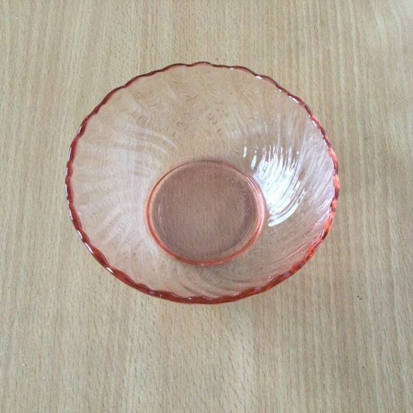Vintage Arcoroc France Rosaline Pink swirled pressed Glass ice cream bowl - Picture 2 of 5